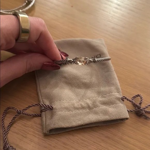 David Yurman Silver Bracelet with Pink Gemstone small - Picture 3 of 4